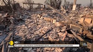 Raging wildfire ravaging southern California remain uncontained. At least ten people have been confirmed dead and over 150,000 people have been evacuated Atleast 4000 t0 5000 structures have been destroyed in the Eaton fire. Jyotsna Kumar tells you more. #CaliforniaWildfires | WION