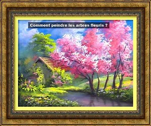 Dessin et peinture - vidéo 2754 : Comment peindre les premiers arbres en fleurs, au printemps ? - Huile ou acrylique. - Le blog de lapalettedecouleurs.over-blog.com