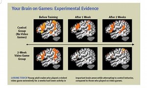 Your Brain on Games: Experimental Evidence Before Training After 1 Week After 2 Weeks Control Group (No Video Games) 2-Week Video Game Group LOSING TOUCH Young adult males who played a violent important brain areas while attempting to control behavior, video game extensively for 2 weeks had lower activity in compared to those who played no video games. - iFunny