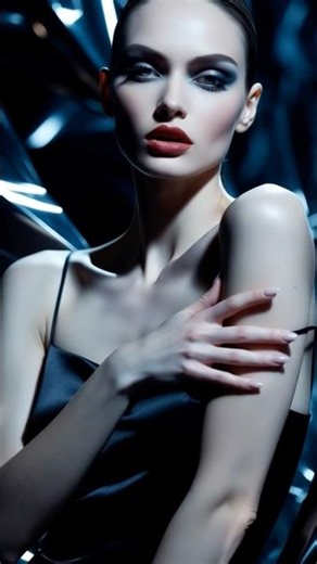 Stunning Black Satin Dress Runway Walk