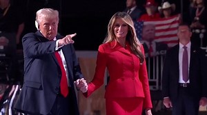 Donald Trump and Melania walk out on stage after RNC speech