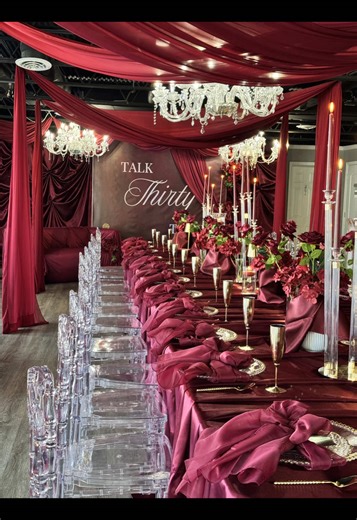 ✨Talk THIRTY to me!! #burgundy #drapery #30thbirthday #foryoupage