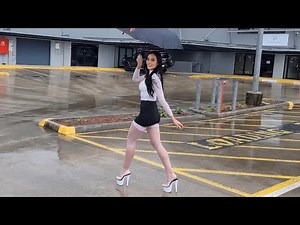 Ashley Tries Out Pleaser ADORE-708UV White 7 Inch High Heel Shoes With White Lace Top Stockings