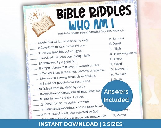 Bible Riddles Who Am I Bible Game, Bible Trivia, Biblical Characters, Bible Games for Kids Bible Study Games, Womens Ministry Games - Etsy