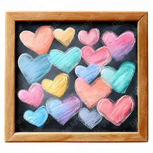 Valentine Chalkboard Ephemera: Watercolor Pastel Hearts, JPG on White - Junk Journal & Scrapbooking - Etsy