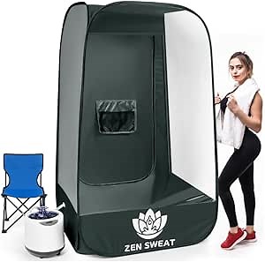 Portable Steam Sauna Tent for Home — 2.6L Steamer, 9 Heat Levels, Remote, Foldable Chair, Waterproof Mat, Foot Massager