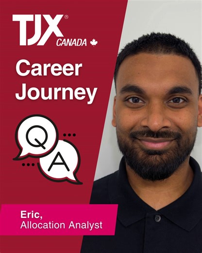 Grow Your Career with TJX Canada 🌱✨ “I've had the flexibility to work across different teams and contribute to a variety of projects, which has not only helped me grow professionally but kept the working exciting.” – Eric, Allocation Analyst. At TJX Canada, we’re committed to nurturing talent and creating opportunities at every stage of your career. Interested to learn more? Click here → http://ms.spr.ly/6188QMLvo #LifeAtTJXCanada #DiscoverDifferent | TJX Canada Careers