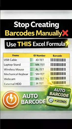 How to Make a Barcode in Excel? Try This Easy Trick! 💡 #excel #exceltricks #excelformulas