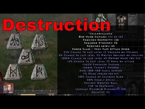 Diablo II Resurrected Rune Words - Destruction (Vex Lo Ber Jah Ko)