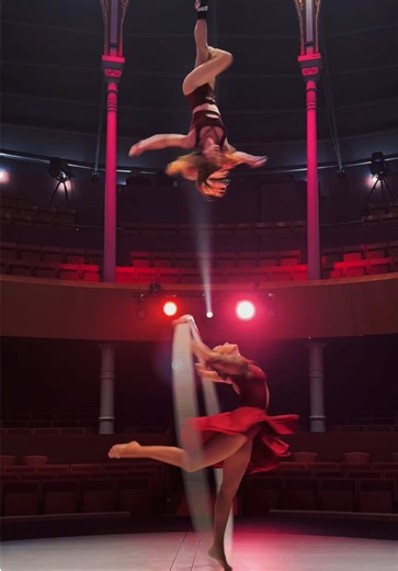 Two ladies in red 🔴. . . #circus #aerial #straps #cyrwheel #circuslife