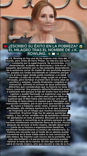 🔴 ¿Cómo nació Harry Potter? ⚡ La inspiradora historia de J.K. Rowling y su camino al éxito.