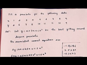 Second Degree Parabola Straight Line y=x^2+bx+c | Example Problem 4 | Curve Fitting