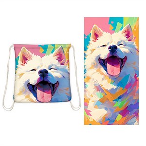 [Hot Item] Water-Absorbent Soft Two-in-One Foldable Printed Drawstring Beach Towel Backpack for Storage