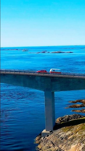 Driving Across Storseisundet Bridge with Eriba Rockabilly Caravan 😍