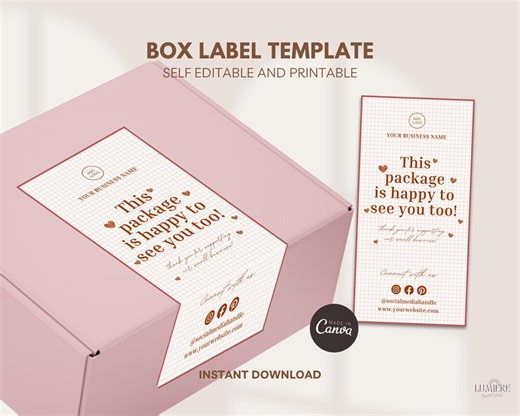 Valentines Box Label Template, Heart Sticker Box Packaging Seal, Editable Design Package Design Sticker (canva Digital Download) -02JBK - Etsy