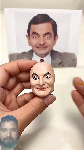 Clay Sculpting Bobblehead Of Mr. Beans Handmade #clay #bobblehead #clayart #claycraft #claymation