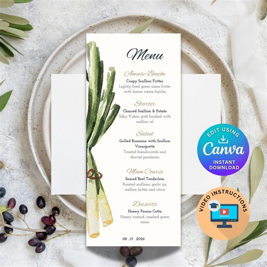 Editable Watercolor Menu Template, Rustic Farm to Table Dinner Card (canva Download) - Etsy Australia
