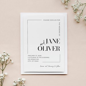 Modèle de faire-part de mariage noir et blanc moderne avec code QR (téléchargement numérique sur toile 5 x 7 po.) - Etsy France