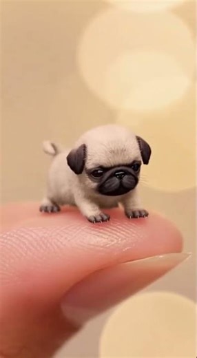 Tiny Pug Puppy on a Finger 🐶💛 | Cutest Mini Dog Ever #cute #tinyanimals #fingerpets #animalshorts