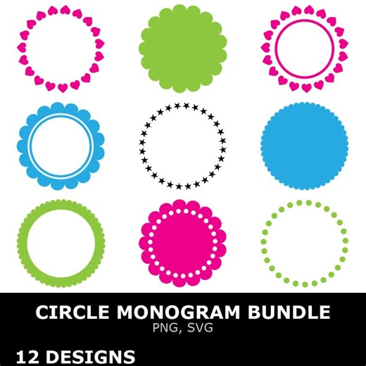 Circle Monogram SVG Bundle, Circle Monogram Clipart, Cutting Files for Cricut - Etsy