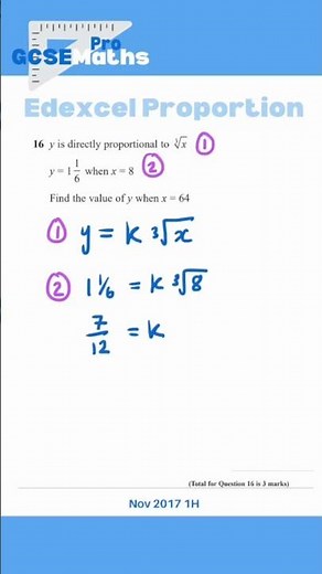 Most Repeated Edexcel DIRECT PROPORTION Exam Question #gcsemaths #math #directproportion #proportion