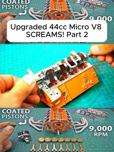 Upgraded 44cc Micro V8 SCREAMS! #fyp #engine #machine #tes #v8 #build
