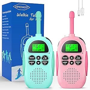 Walkie Talkies for Kids Rechargeable 2 Pack Walkie Talkies, Long Range 22 Channels 2 Way Radio Kids Birthday Toy Gift for 3-12 Year Old Boys Girls Outdoor Adventures Camping Hiking