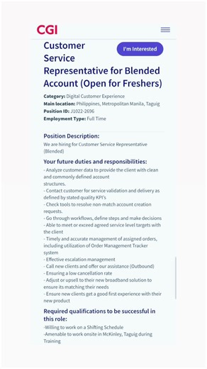 CGI Philippines Inc: Hiring Fresh Graduates Now!