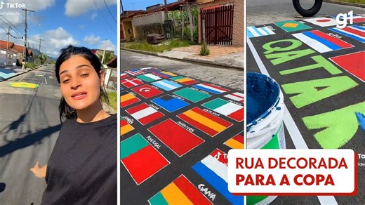 Vídeos de menina viralizam ao mostrar processo de pintura da rua para Copa do Catar
