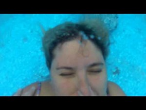 My wife being dunked underwater