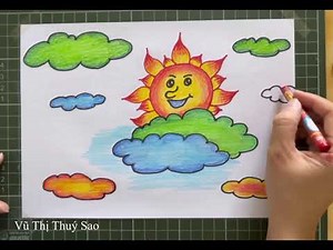 Ông mặt trời và những đám mây! How to draw sun and clouds!