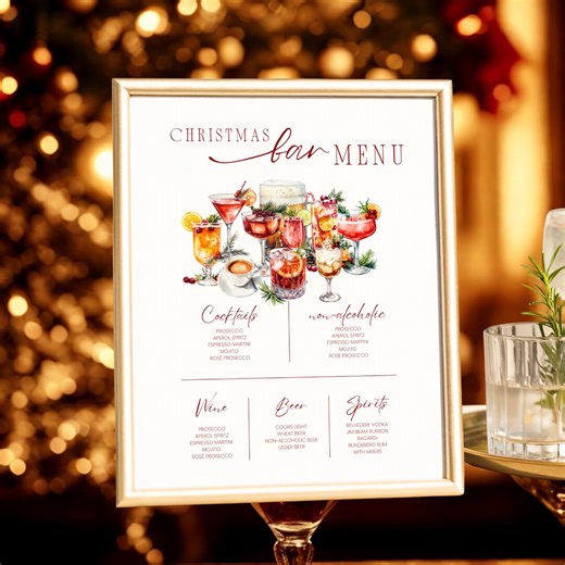 Christmas Cocktail Menu Editable Canva Template Holiday Drink Sign Signature Christmas Spritz NYE Bar Menu Direct Download Festive Drinks - Etsy