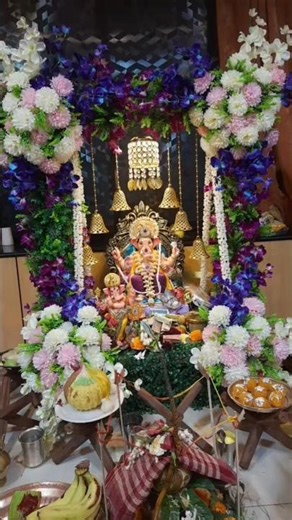 Ganpati Darshan 2025 | Beautiful Orchid Flower Decoration at Home #shorts #shortsfeed #youtubeshorts