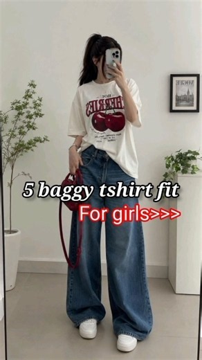 5 baggy tshirt for girls ✨oversize outfit#baggyjeans #clothing #shorts #tshirt #girl #style #fashion
