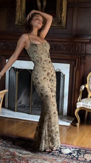 House Of CB on Instagram: "The Naima dress in olive bronze, a hand-beaded limited edition dress✨"