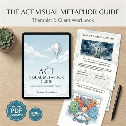 ACT Therapy Worksheets & Metaphor Guide | Acceptance and Commitment Therapy Workbook | Hexaflex Counseling Tools | Therapist Resources PDF - Etsy UK