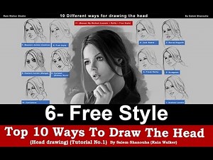 Top 10 ways to draw the head [6- Free Style] -Tutorial No.1-