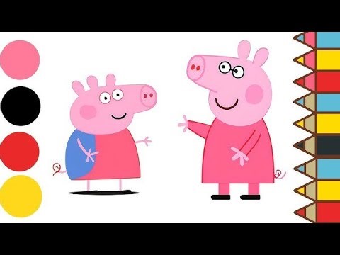 Daddy Pig and Mummy Pig drawing and coloring page for kids and toddlers