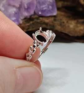 NEW! Oval Solitaire Chain Shank (7x5mm) Rhodium Sterling Silver Pre-notched RING Setting (N25-RO-4) - Etsy