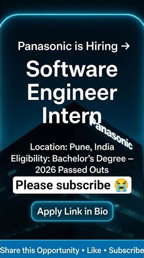 Panasonic is hiring for software engineer intern apply fast link in comment