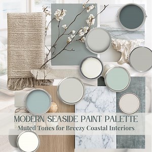 Modern Seaside Paint Palette Coastal Calm House Paint Color Blue Green Natural Master Bedroom Color Benjamin Moore Sea Green Calm Bathroom - Etsy