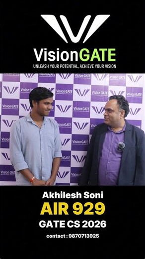 AIR 929 GATE CS 2026 🏆 | Akhilesh Soni | VisionGATE Success #gatecse #gate2026