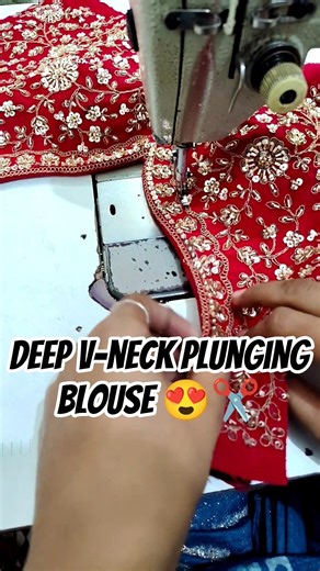 Deep V-Neck Plunging Blouse scratch to stich ✂️ #trendingshorts #trendingsong #fashion #bridalblouse