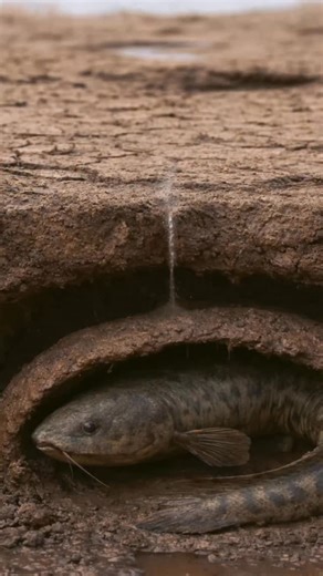 MRU.INK on Instagram: "The West African lungfish can live without food or water for more than three years. When rivers dry up, it buries itself in mud and seals inside a mucus cocoon, breathing through it until the rains return. It has survived for 400 million years by breathing air and using its own muscles to endure long droughts—a true master of survival."