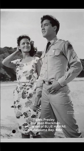 Elvis Presley and Joan Blackman.on the set of BLUE HAWAII. Hanauma Bay. 1961.