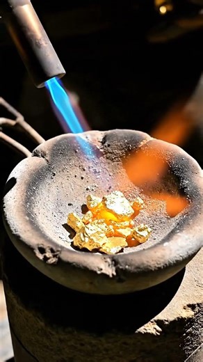 Turning Raw Gold Into a Solid Gold Bar! 😱🔥 #Gold #Satisfying #shorts