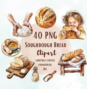 Watercolor Sourdough Clipart, Sourdough Bread PNG, Bread Baking Clip Art, Sourdough Bread Clipart, Baking Clipart, Cottagecore - Etsy