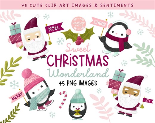 Christmas Clip Art, Santa, Penguin, Winter Holiday (digital Download) - Etsy
