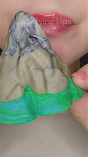 ASMR Satisfying Eating Fondant Mountain ⛰️ #asmr #emojichallenge #satisfying