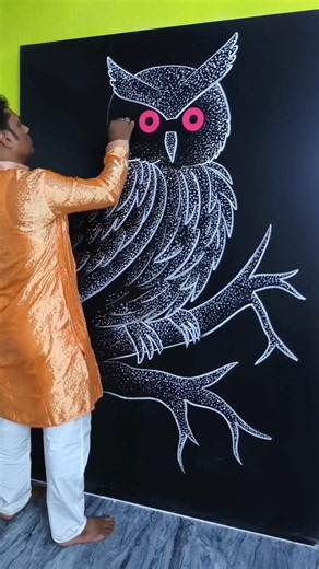 Amazing Owl Chalk Art Drawing | Easy Blackboard Owl Drawing Tutorial 🦉🎨#viral #owl #viralvideo